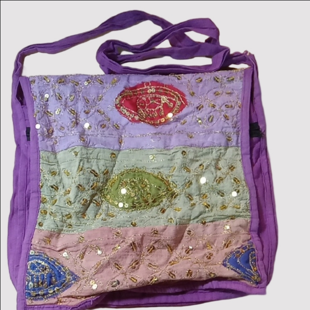 (100) Boho Multicolor Embroidered Shoulder Bag